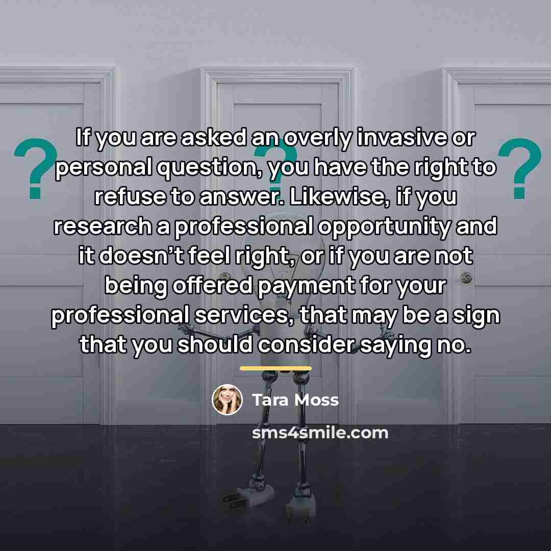 “If you are asked an overly invasive or personal question,…” quote by Tara Moss