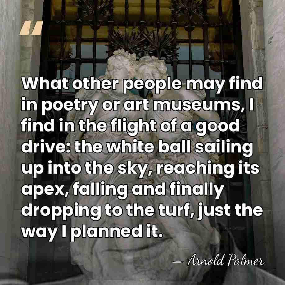 What other people may find in poetry or art museums, I find&hellip; - Arnold Palmer