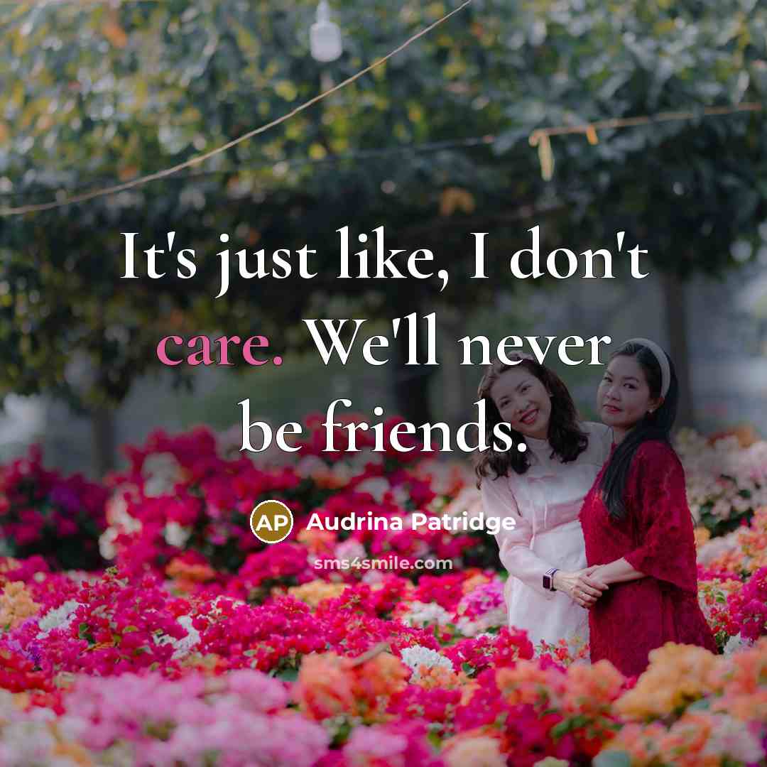 “It's just like, I don't care. We'll never be friends.…” quote by Audrina Patridge