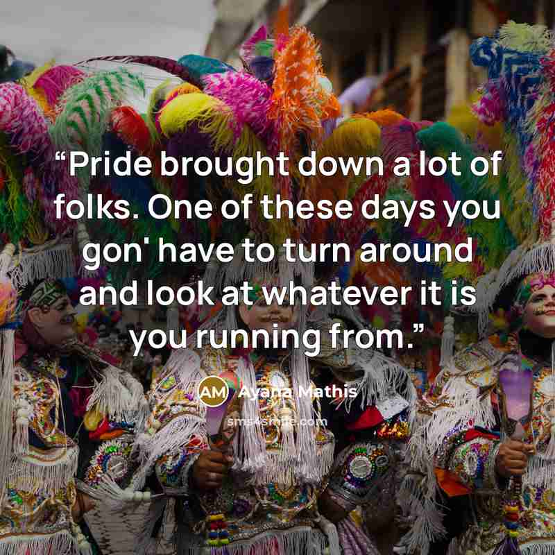 “Pride brought down a lot of folks. One of these days you gon' have to turn around and look at whatever it is you running from.” quote by Ayana Mathis