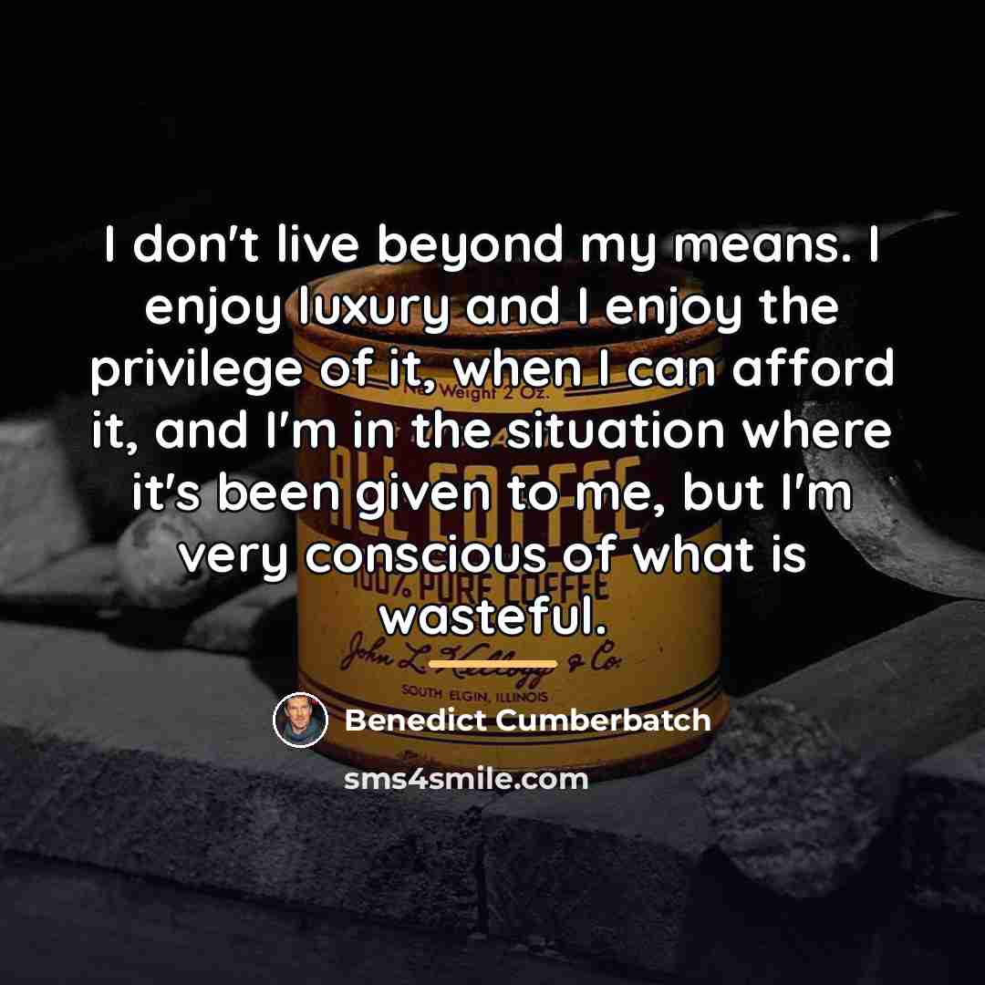 “I don't live beyond my means. I enjoy luxury and…” quote by Benedict Cumberbatch