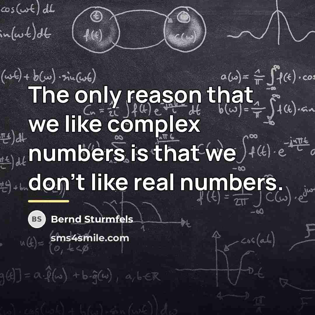 “The only reason that we like complex numbers is that…” quote by Bernd Sturmfels