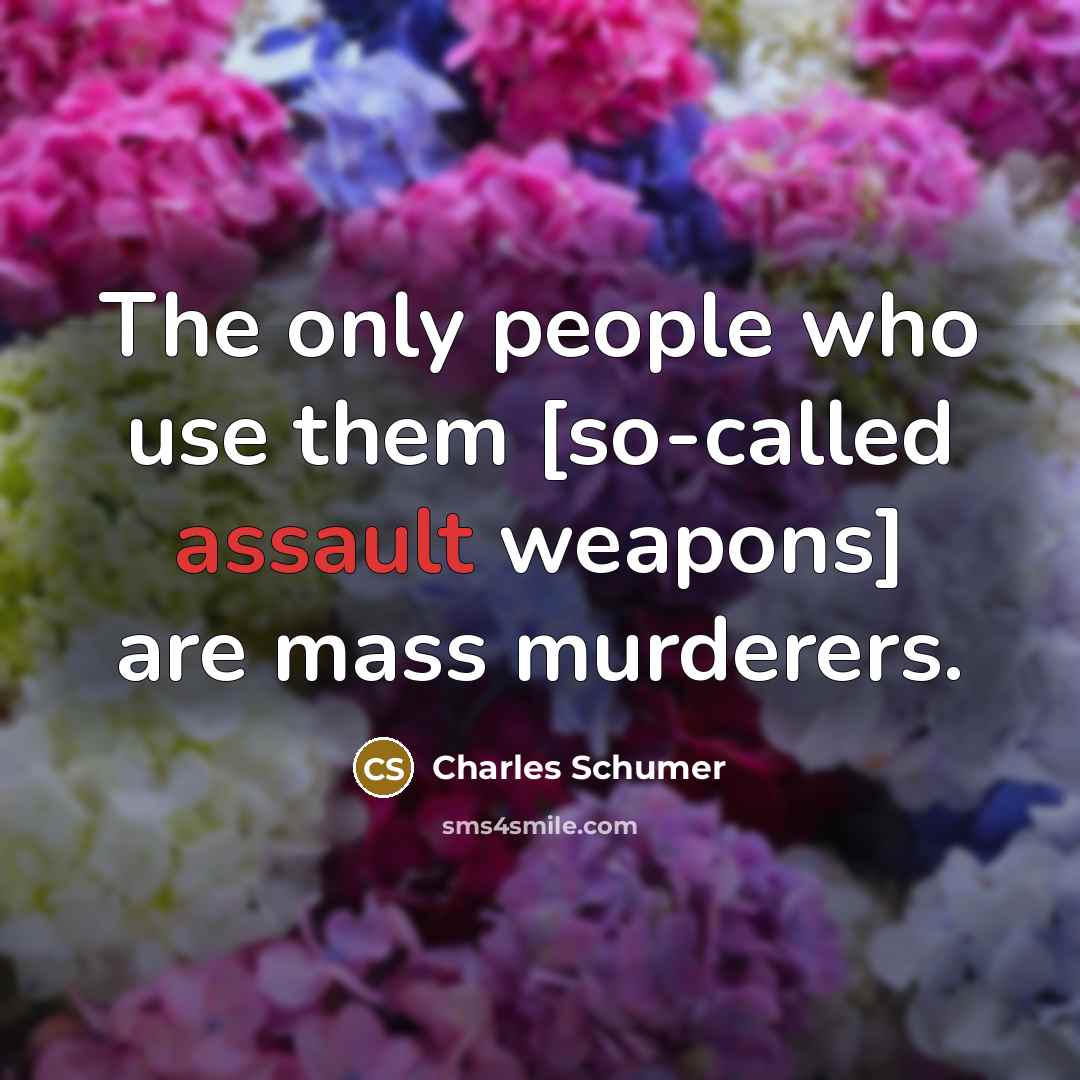“The only people who use them [so-called assault weapons] are…” quote by Charles Schumer