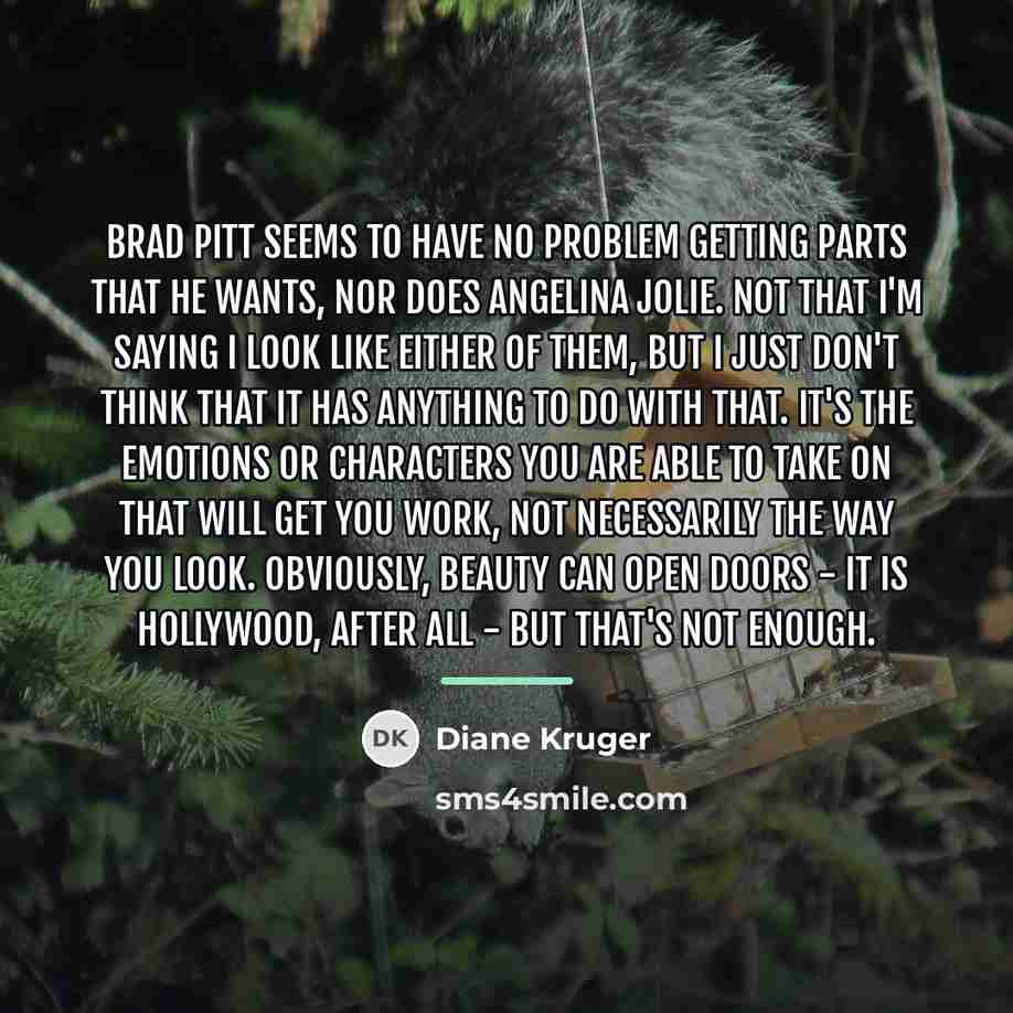 “Brad Pitt seems to have no problem getting parts that…” quote by Diane Kruger