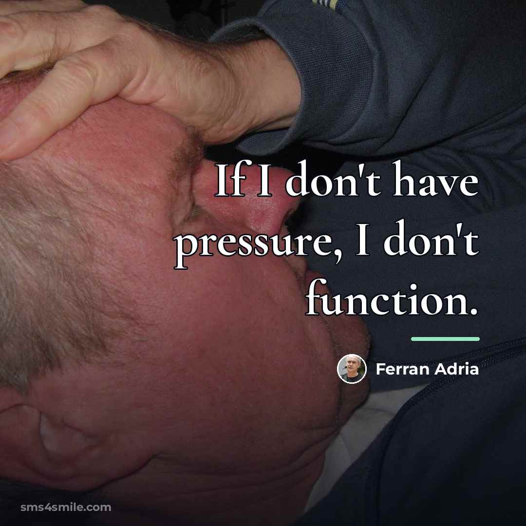 “If I don't have pressure, I don't function.…” quote by Ferran Adria
