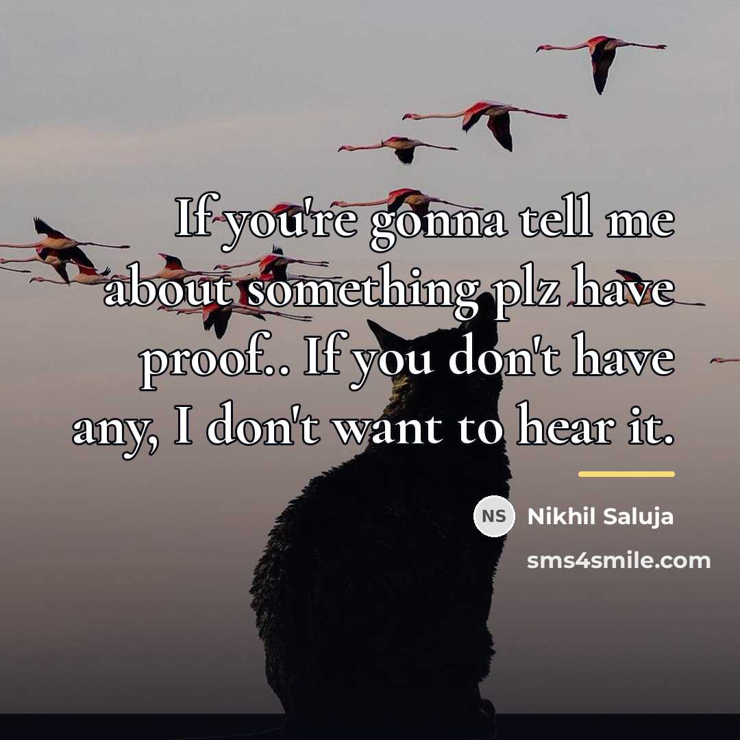 “If you're gonna tell me about something plz have proof..…” quote by Nikhil Saluja