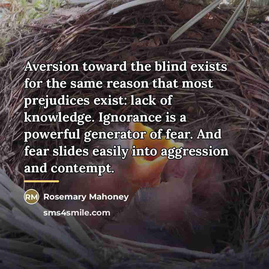 “Aversion toward the blind exists for the same reason that…” quote by Rosemary Mahoney