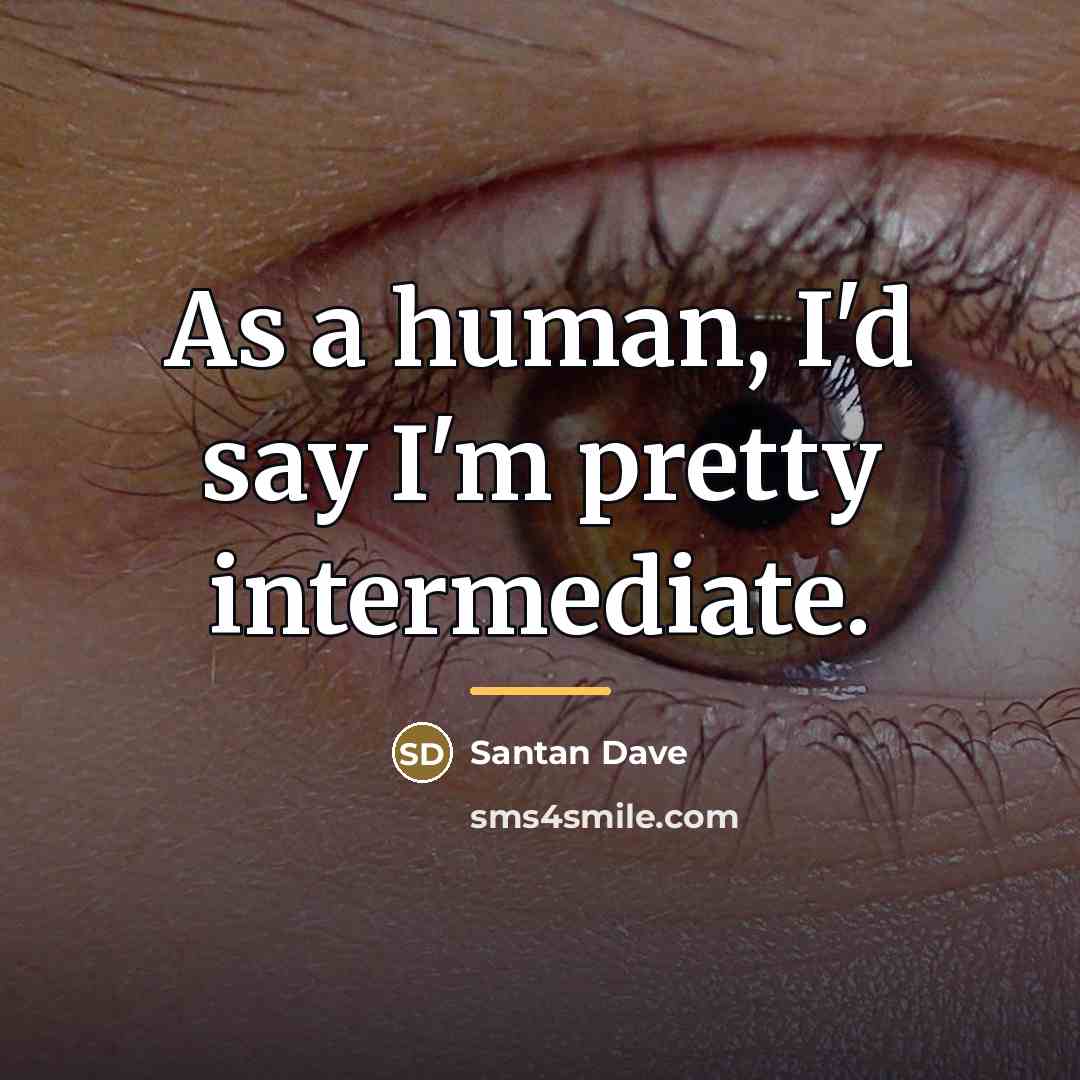 “As a human, I'd say I'm pretty intermediate.…” quote by Santan Dave