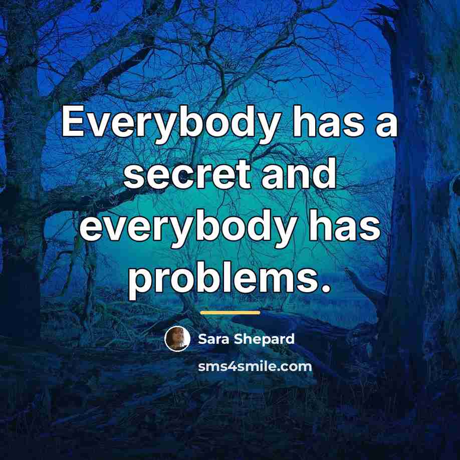 “Everybody has a secret and everybody has problems.…” quote by Sara Shepard
