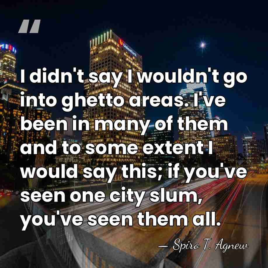 I didn't say I wouldn't go into ghetto areas. I've been in&hellip; - Spiro T. Agnew