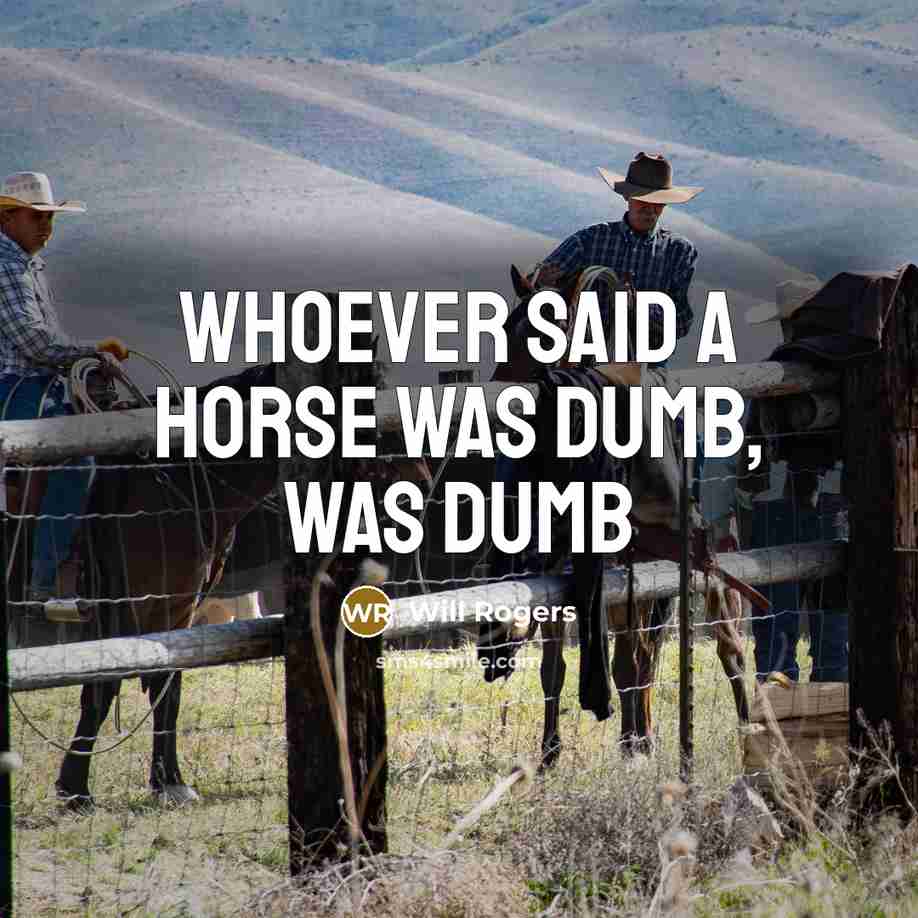 “Whoever said a horse was dumb, was dumb…” quote by Will Rogers