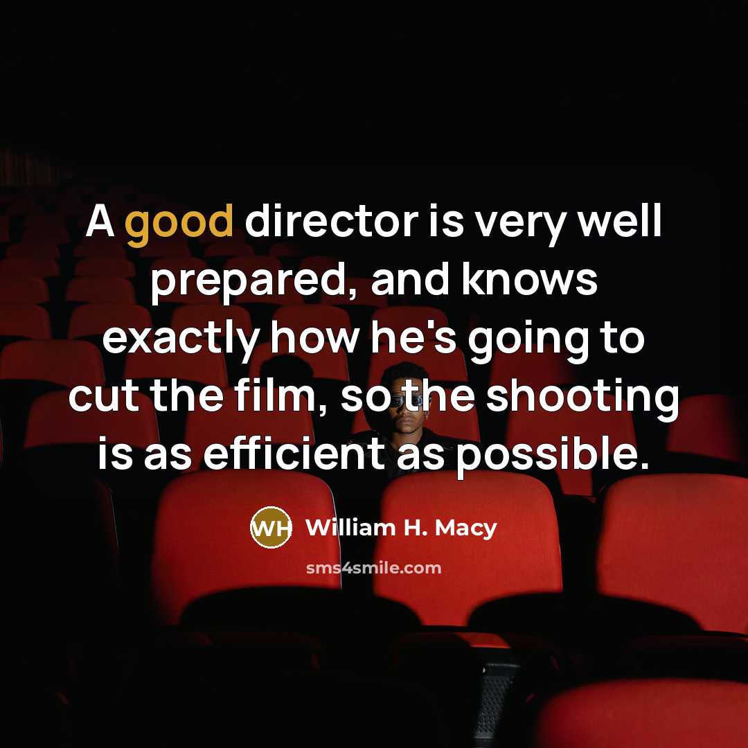 “A good director is very well prepared, and knows exactly…” quote by William H. Macy