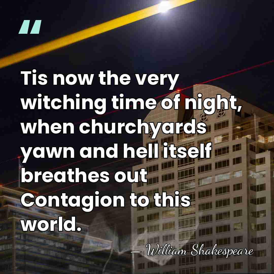 Tis now the very witching time of night, when churchyards yawn and&hellip; - William Shakespeare