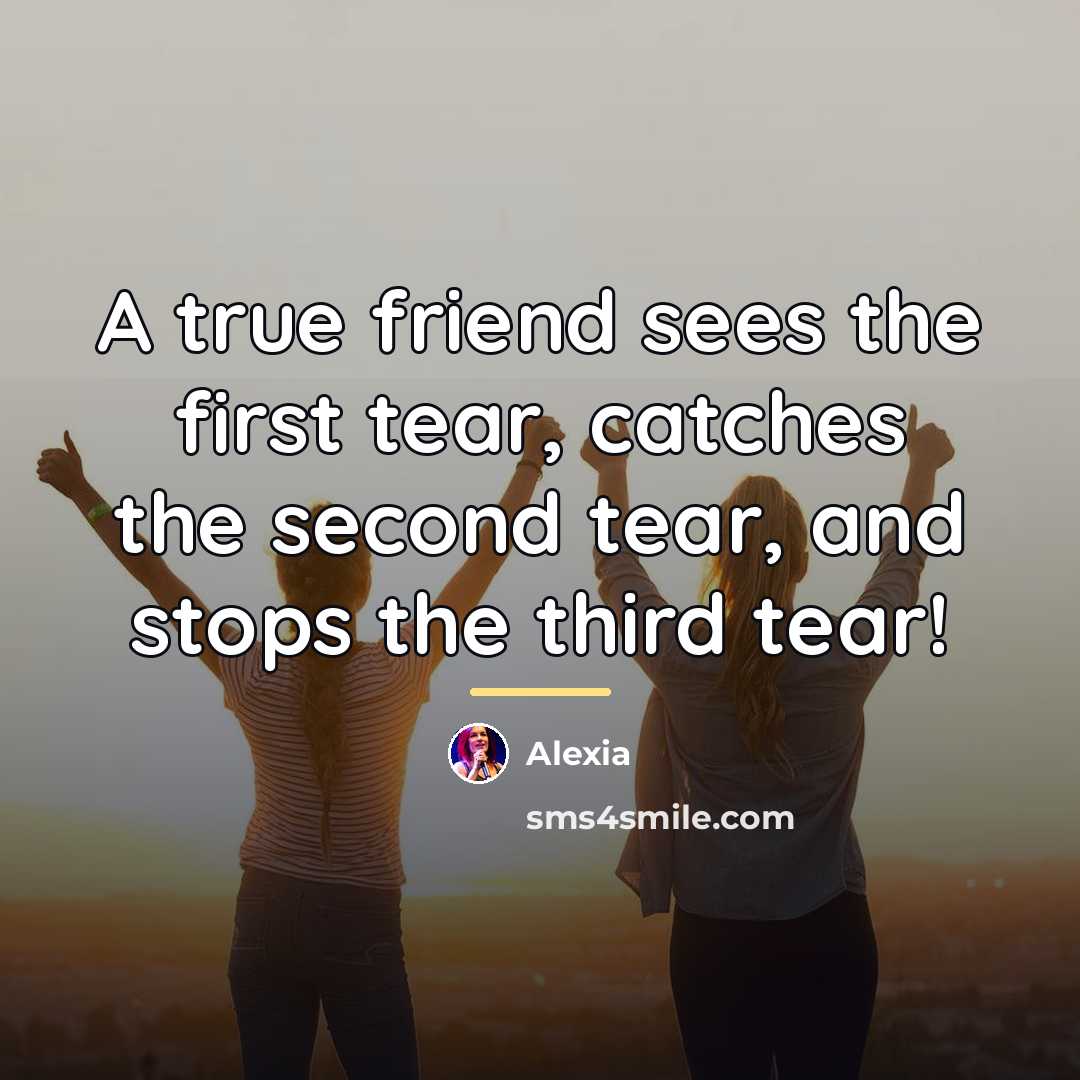 “A true friend sees the first tear, catches the second…” quote by Alexia