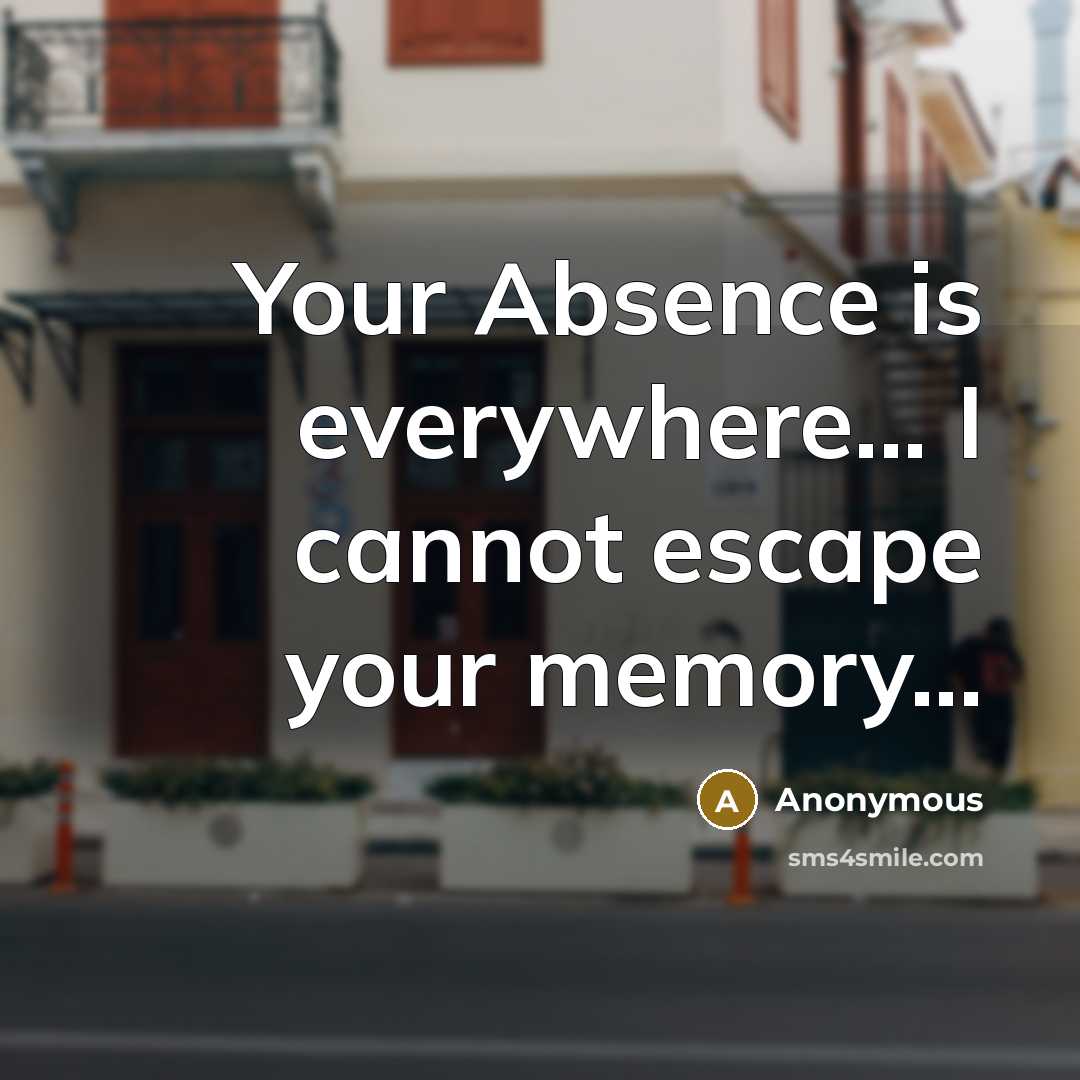 “Your Absence is everywhere... I cannot escape your memory...” quote by Anonymous