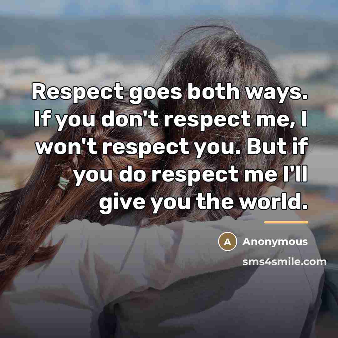 “Respect goes both ways. If you don't respect me, I…” quote by Anonymous