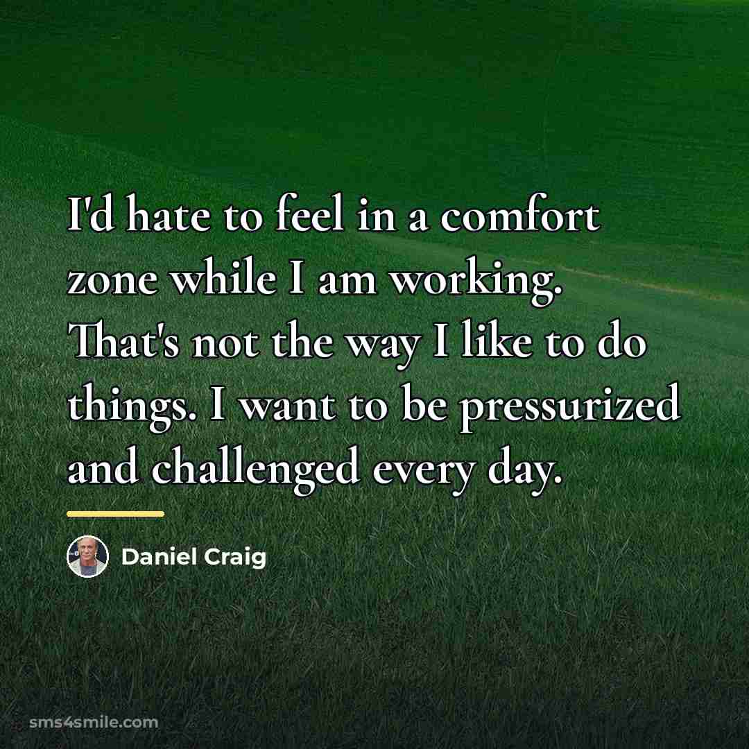 “I'd hate to feel in a comfort zone while I…” quote by Daniel Craig