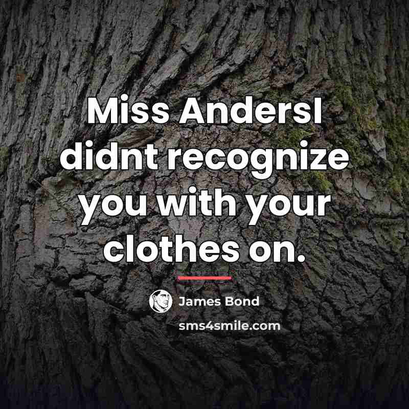 “Miss AndersI didnt recognize you with your clothes on.…” quote by James Bond