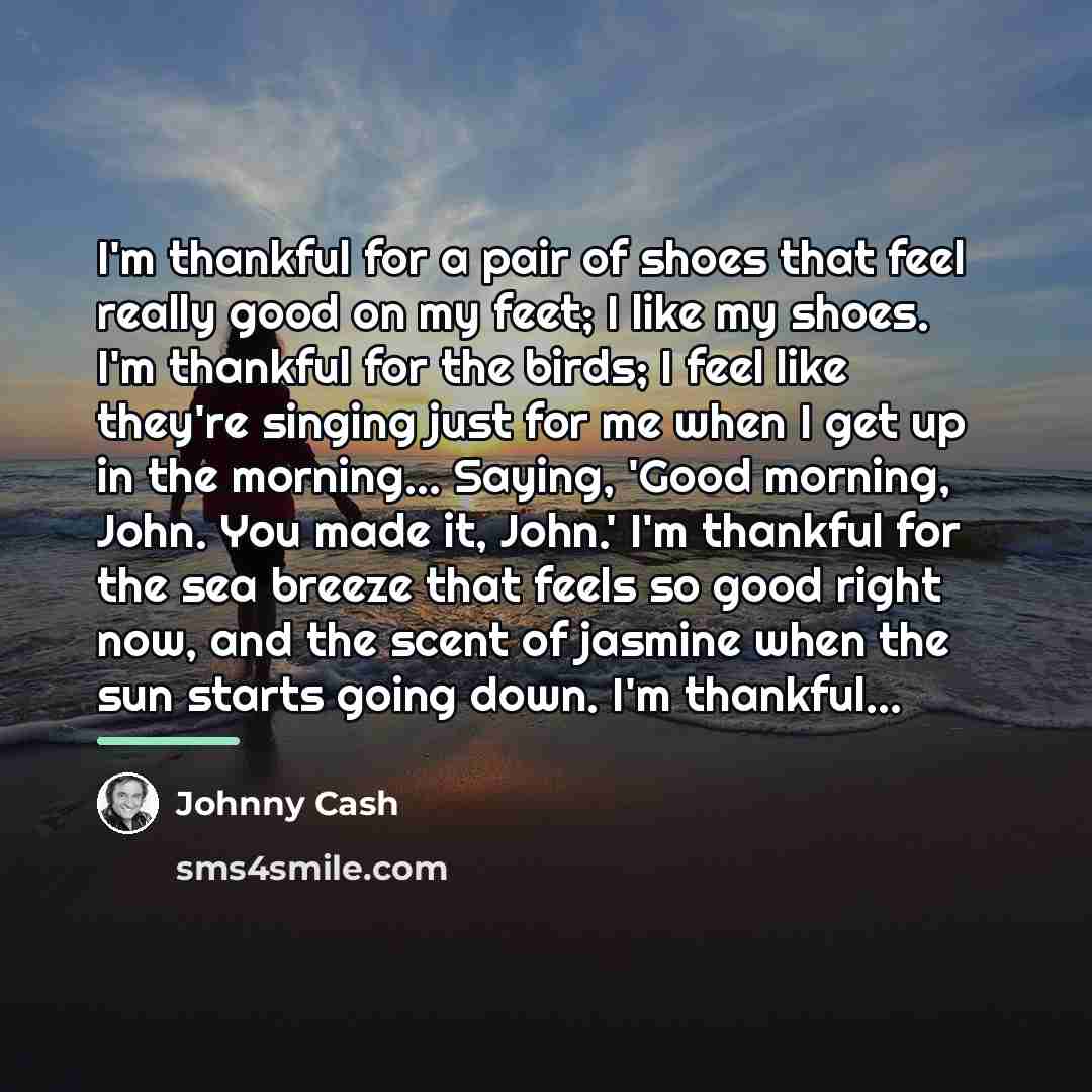 “I'm thankful for a pair of shoes that feel really…” quote by Johnny Cash