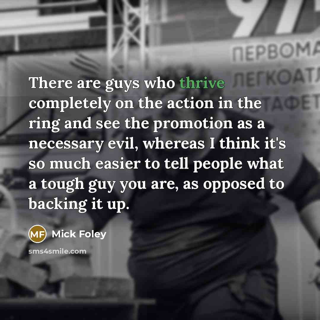 “There are guys who thrive completely on the action in…” quote by Mick Foley