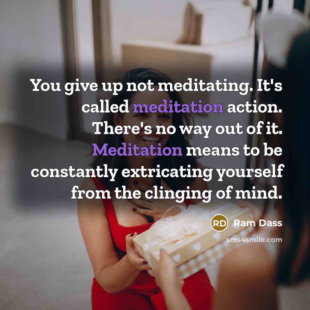 “You give up not meditating. It's called meditation action. There's…” quote by Ram Dass