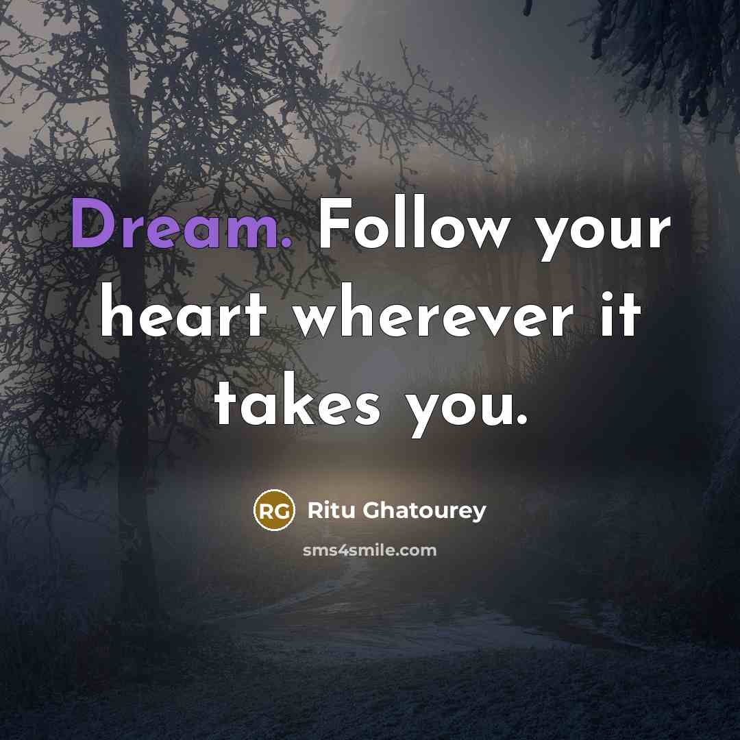 “Dream. Follow your heart wherever it takes you.…” quote by Ritu Ghatourey