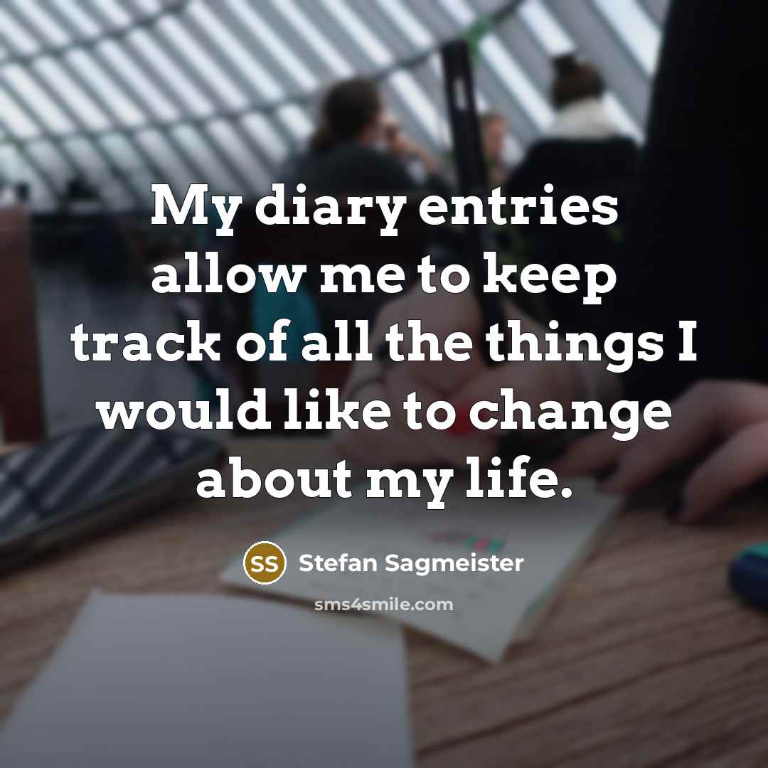 “My diary entries allow me to keep track of all…” quote by Stefan Sagmeister