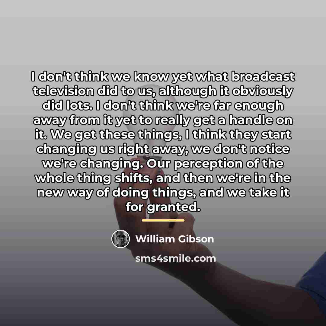 “I don't think we know yet what broadcast television did…” quote by William Gibson