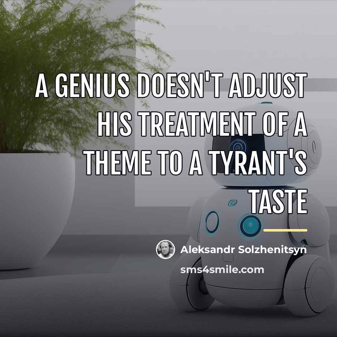 “A genius doesn't adjust his treatment of a theme to…” quote by Aleksandr Solzhenitsyn