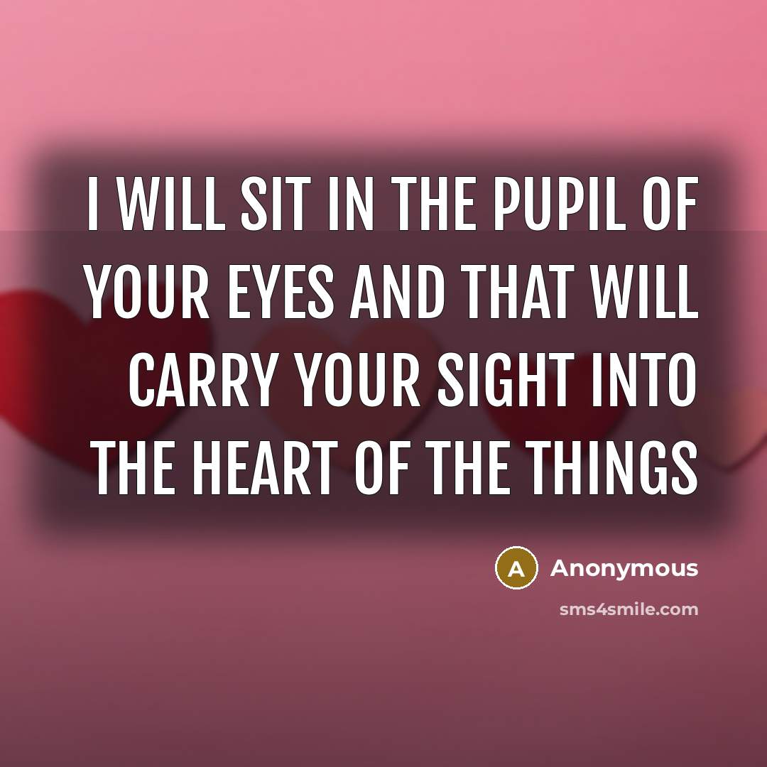“I will sit in the pupil of your eyes and…” quote by Anonymous