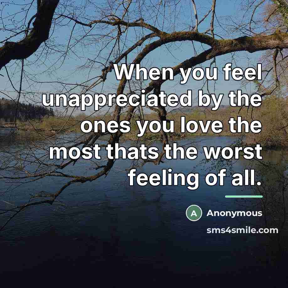 “When you feel unappreciated by the ones you love the…” quote by Anonymous