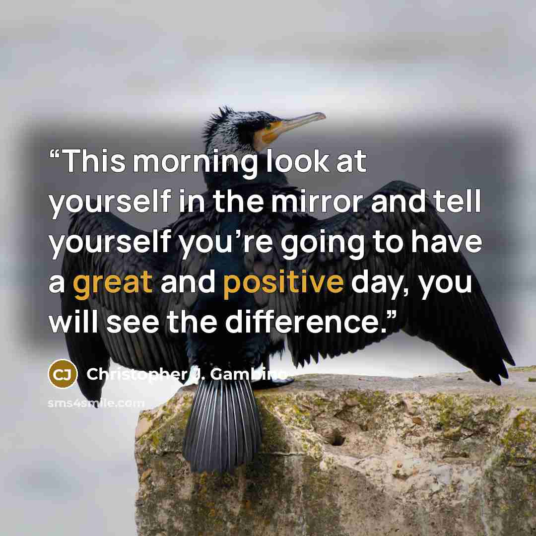 “This morning look at yourself in the mirror and tell yourself you’re going to have a great and positive day, you will see the difference.” quote by Christopher J. Gambino