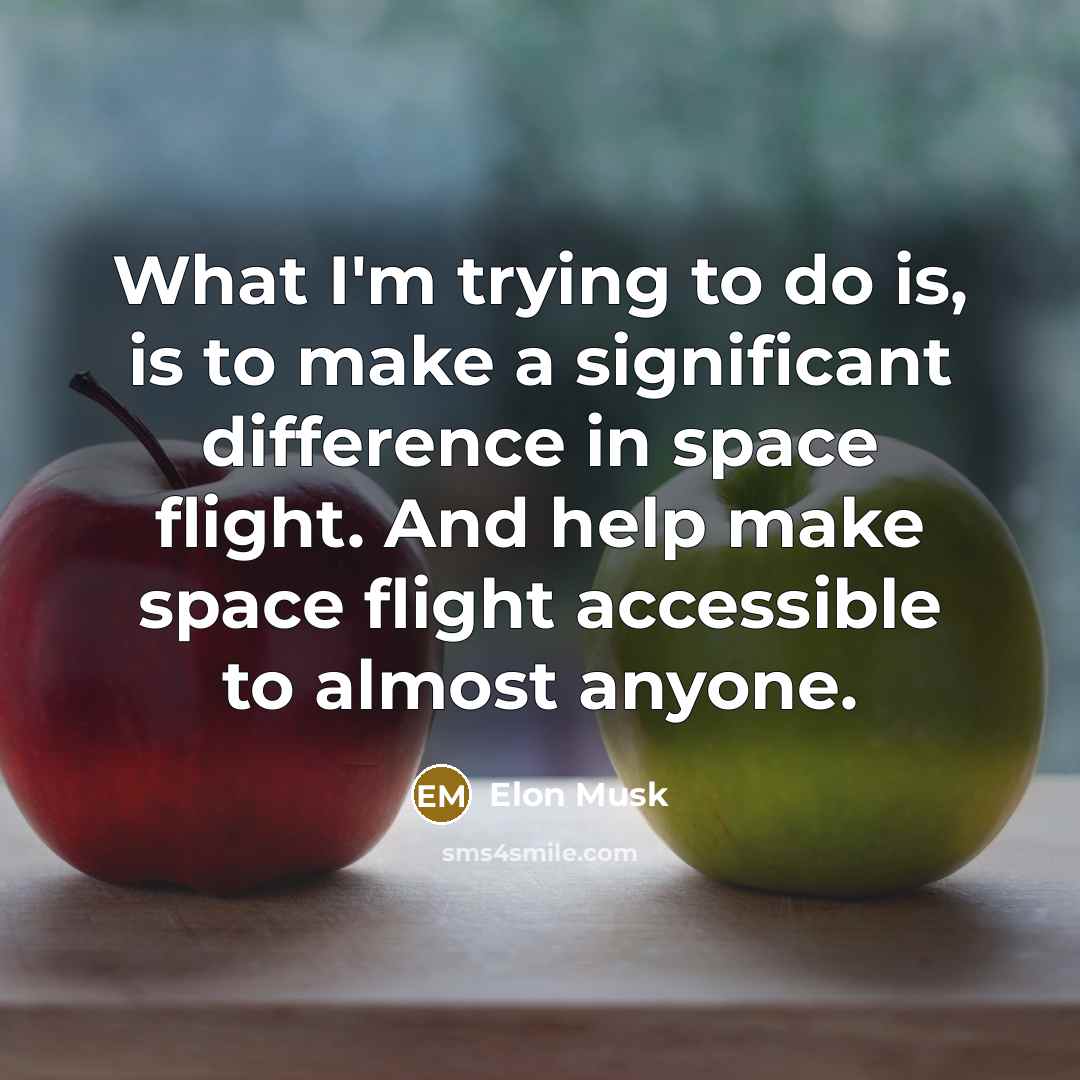 “What I'm trying to do is, is to make a significant difference in space flight. And help make space flight accessible to almost anyone.” quote by Elon Musk
