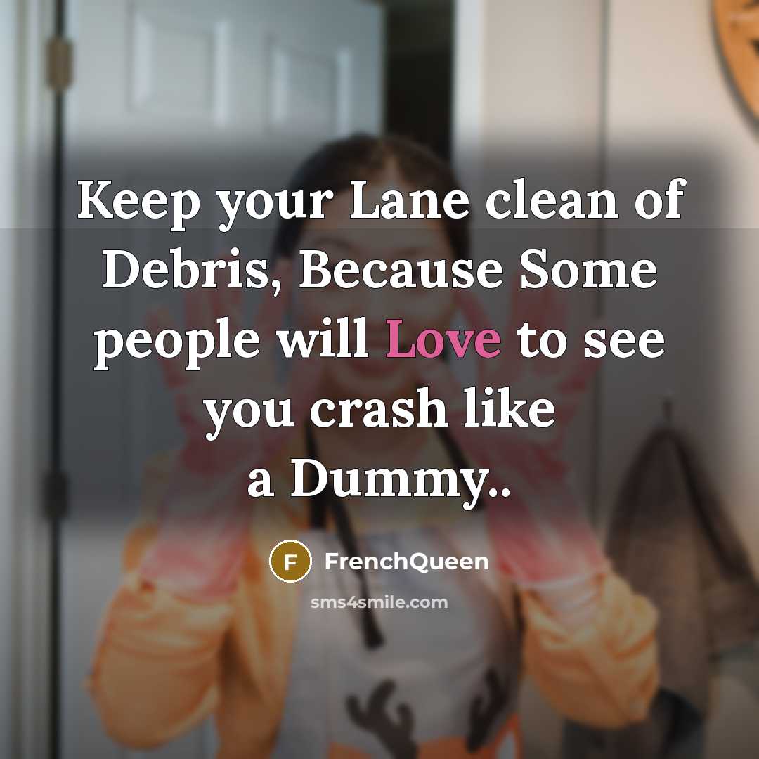 “Keep your Lane clean of Debris, Because Some people will…” quote by Frenchqueen