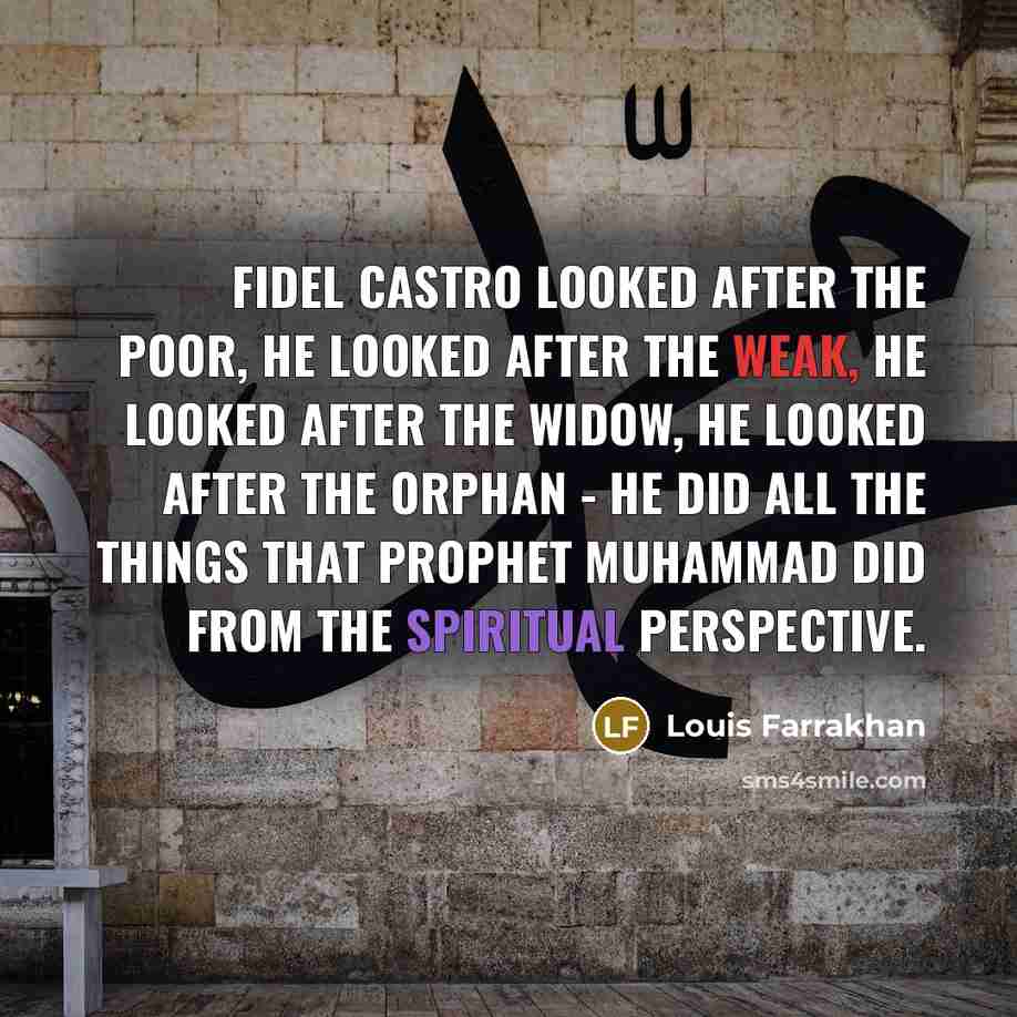 “Fidel Castro looked after the poor, he looked after the…” quote by Louis Farrakhan