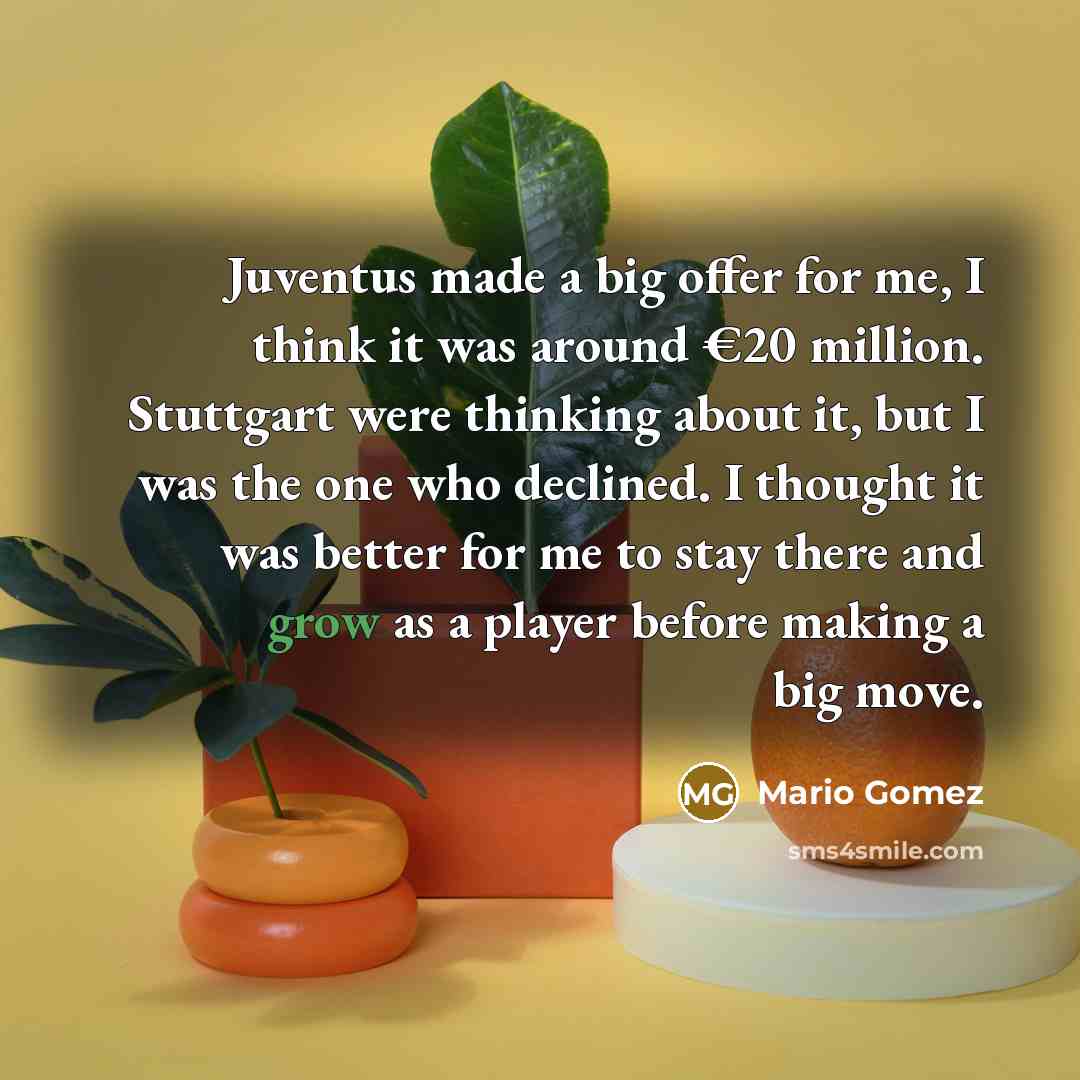 “Juventus made a big offer for me, I think it…” quote by Mario Gomez