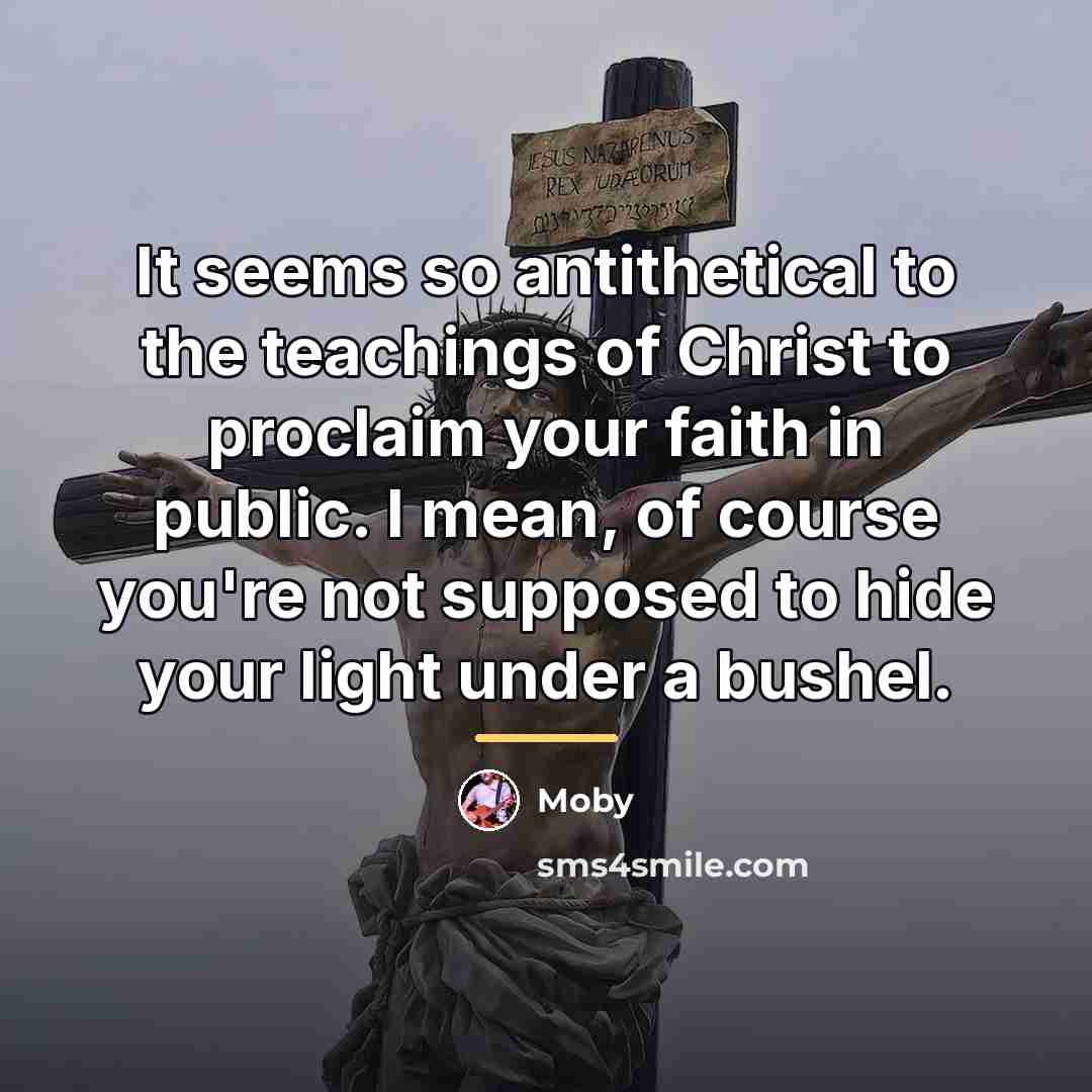 “It seems so antithetical to the teachings of Christ to…” quote by Moby