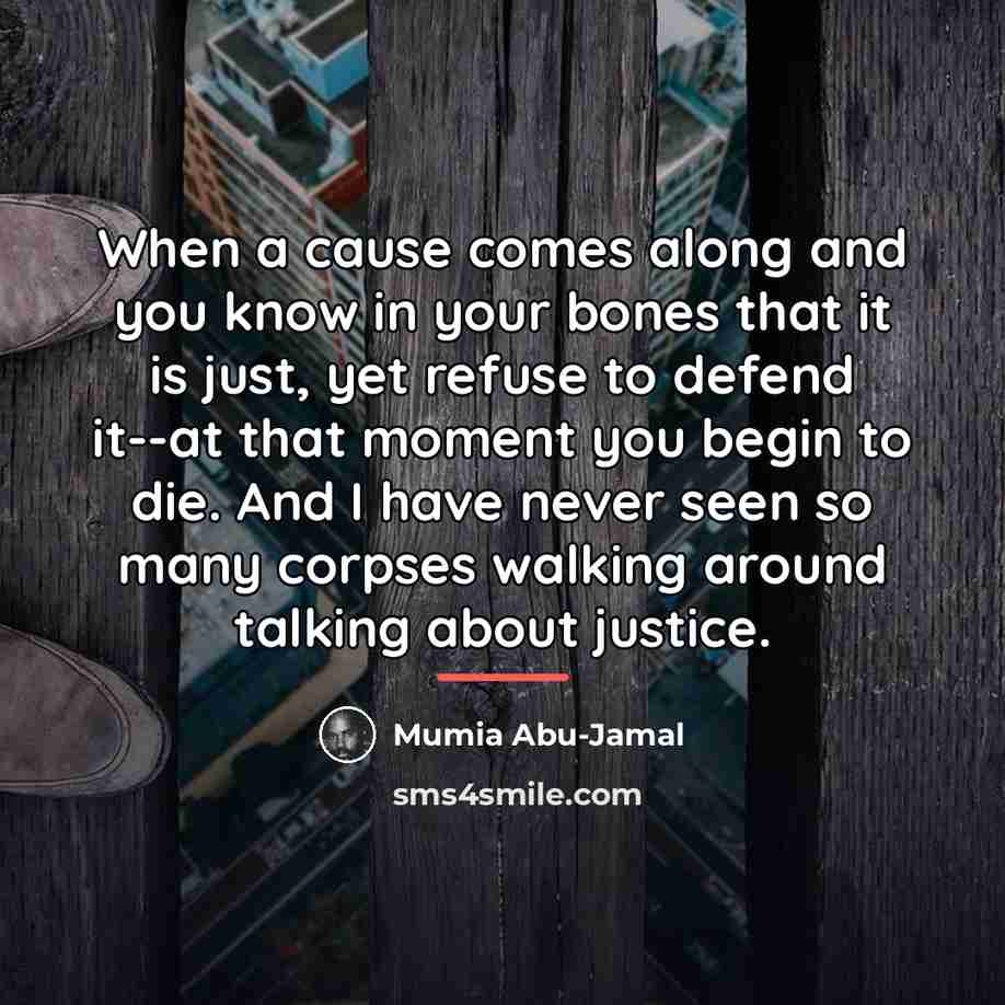 “When a cause comes along and you know in your…” quote by Mumia Abu-Jamal