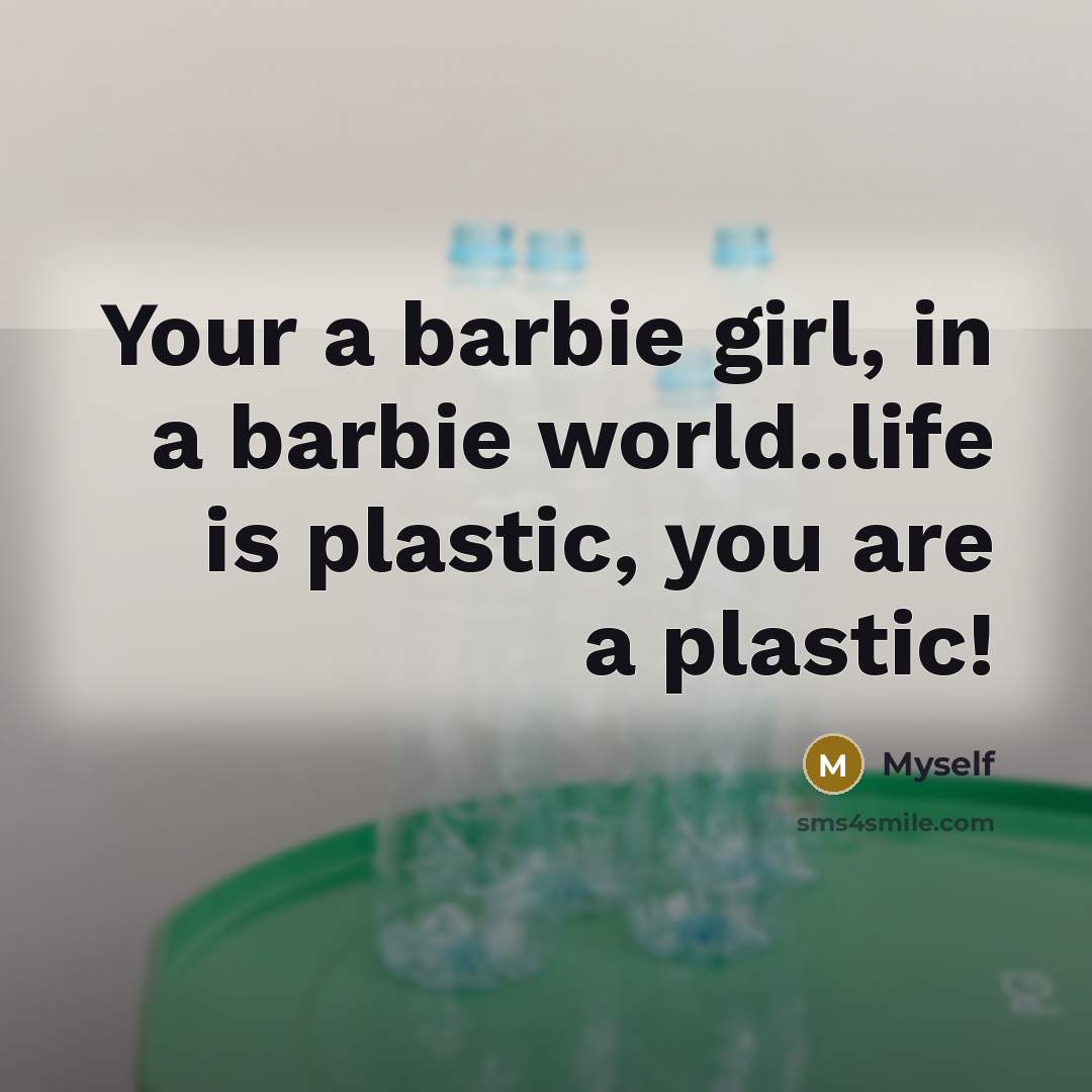 “Your a barbie girl, in a barbie world..life is plastic,…” quote by Myself
