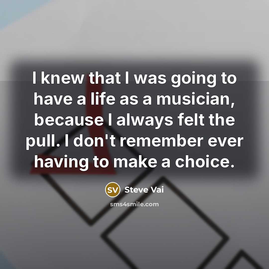 “I knew that I was going to have a life…” quote by Steve Vai