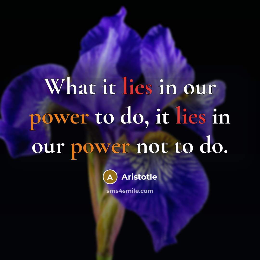 “What it lies in our power to do, it lies…” quote by Aristotle