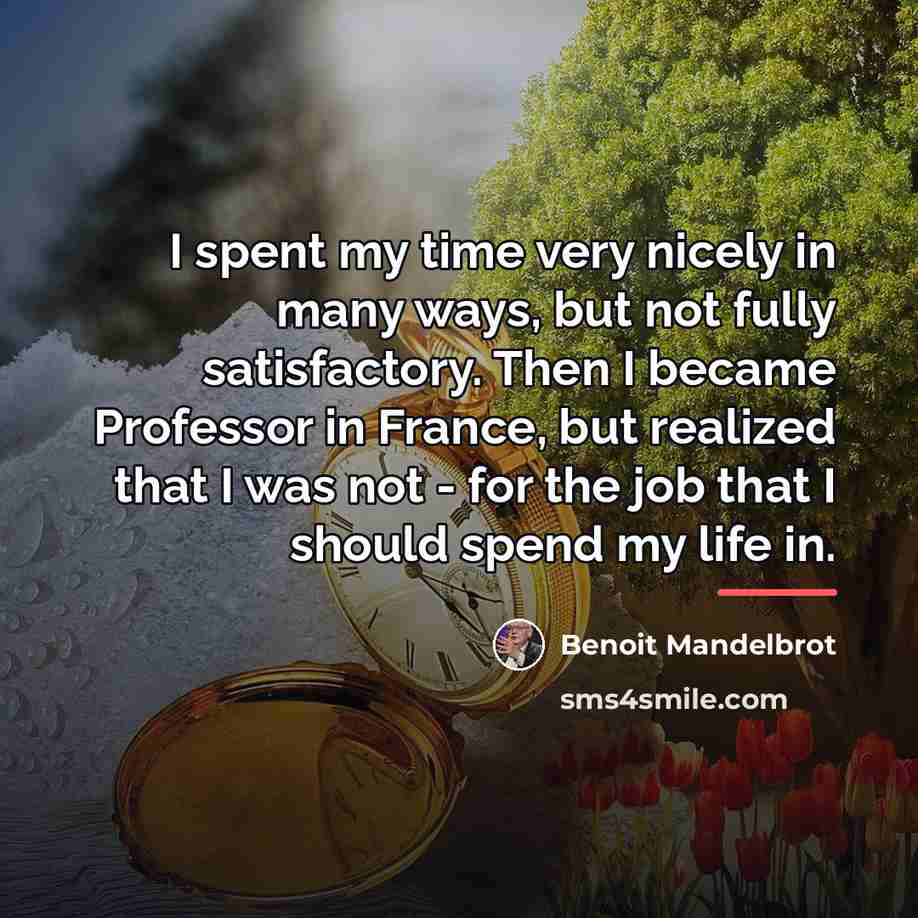 “I spent my time very nicely in many ways, but…” quote by Benoit Mandelbrot