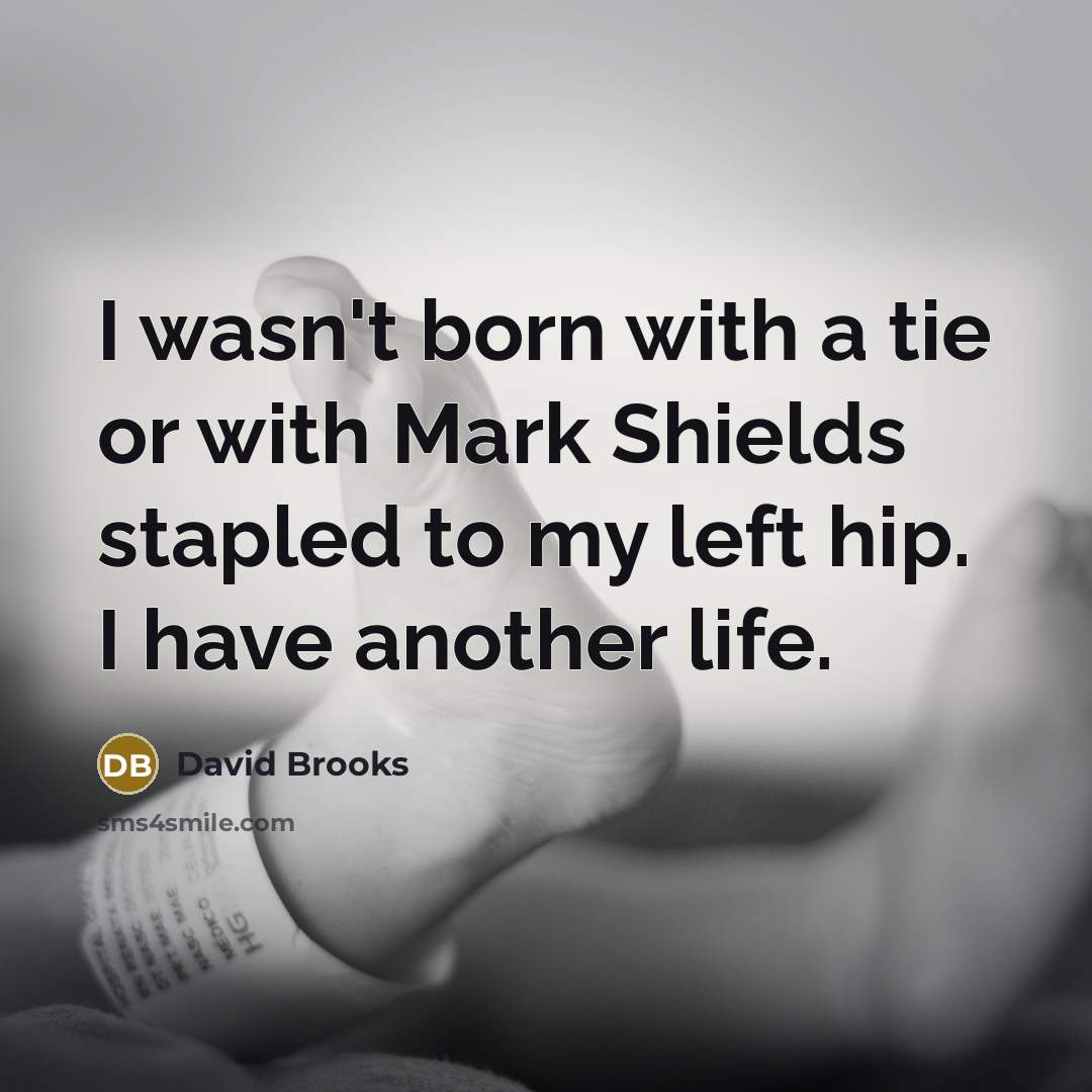 “I wasn't born with a tie or with Mark Shields…” quote by David Brooks