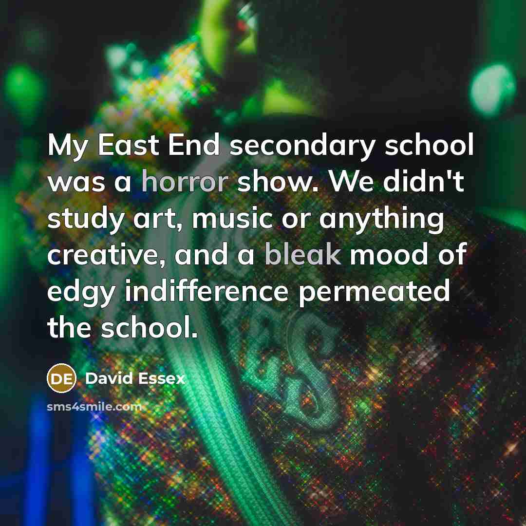 “My East End secondary school was a horror show. We…” quote by David Essex