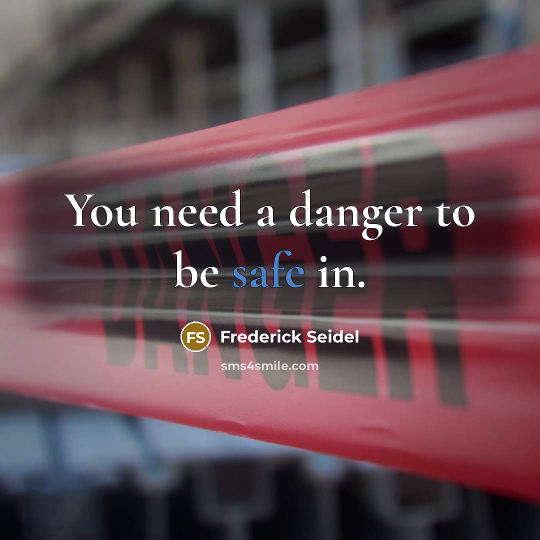 “You need a danger to be safe in.…” quote by Frederick Seidel