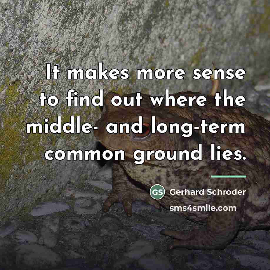 “It makes more sense to find out where the middle-…” quote by Gerhard Schroder