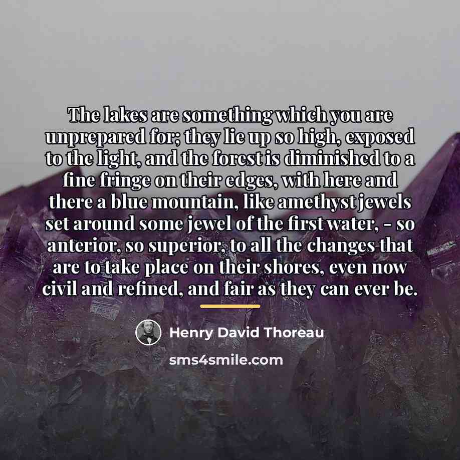 “The lakes are something which you are unprepared for; they…” quote by Henry David Thoreau