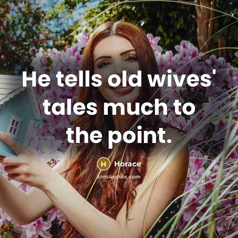 “He tells old wives' tales much to the point.…” quote by Horace