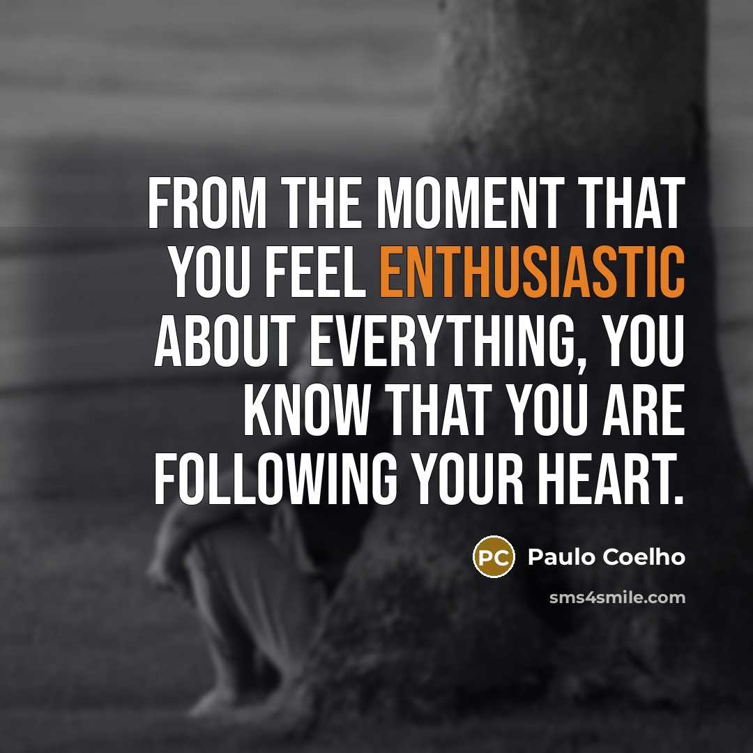 “From the moment that you feel enthusiastic about everything, you…” quote by Paulo Coelho