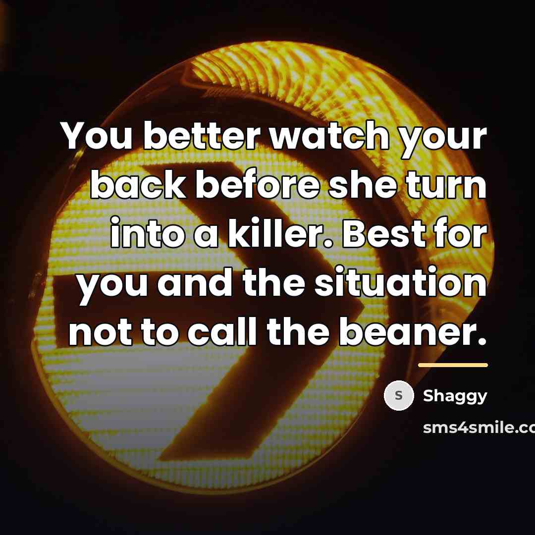 “You better watch your back before she turn into a…” quote by Shaggy
